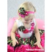 White Baby Pettitop Camouflage Hot Pink Pearl Rosettes Lacing & Hot Pink Camouflage Newborn Pettiskirt NG1717